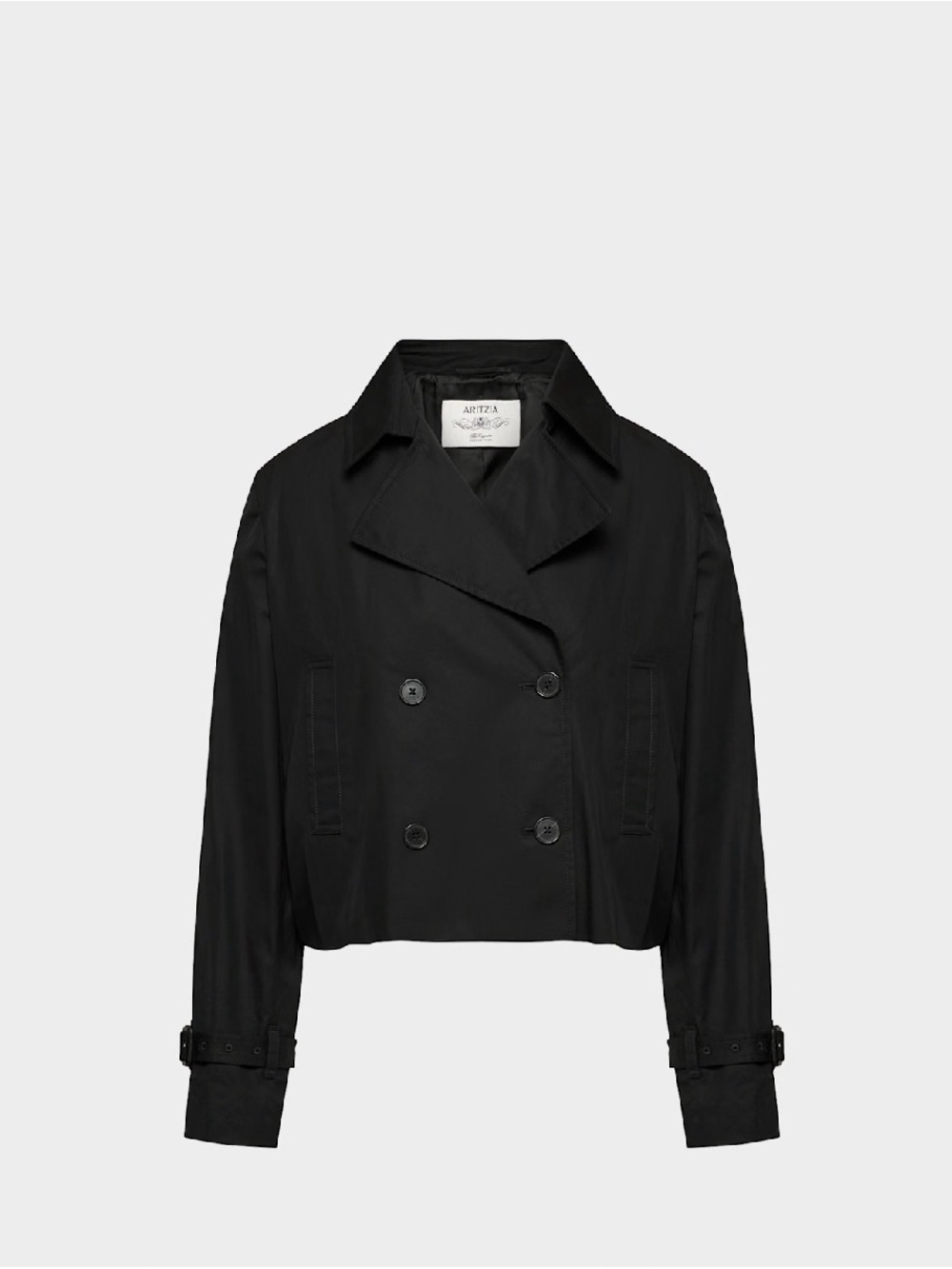 Aritzia Black Double-Breasted Cropped Pea Coat - Picture 7 of 8